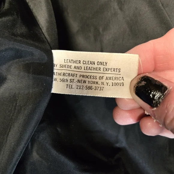 Vtg 60s Black Leather Fur Collar Cuffs Penny Lane Coat - Picture 8 of 13